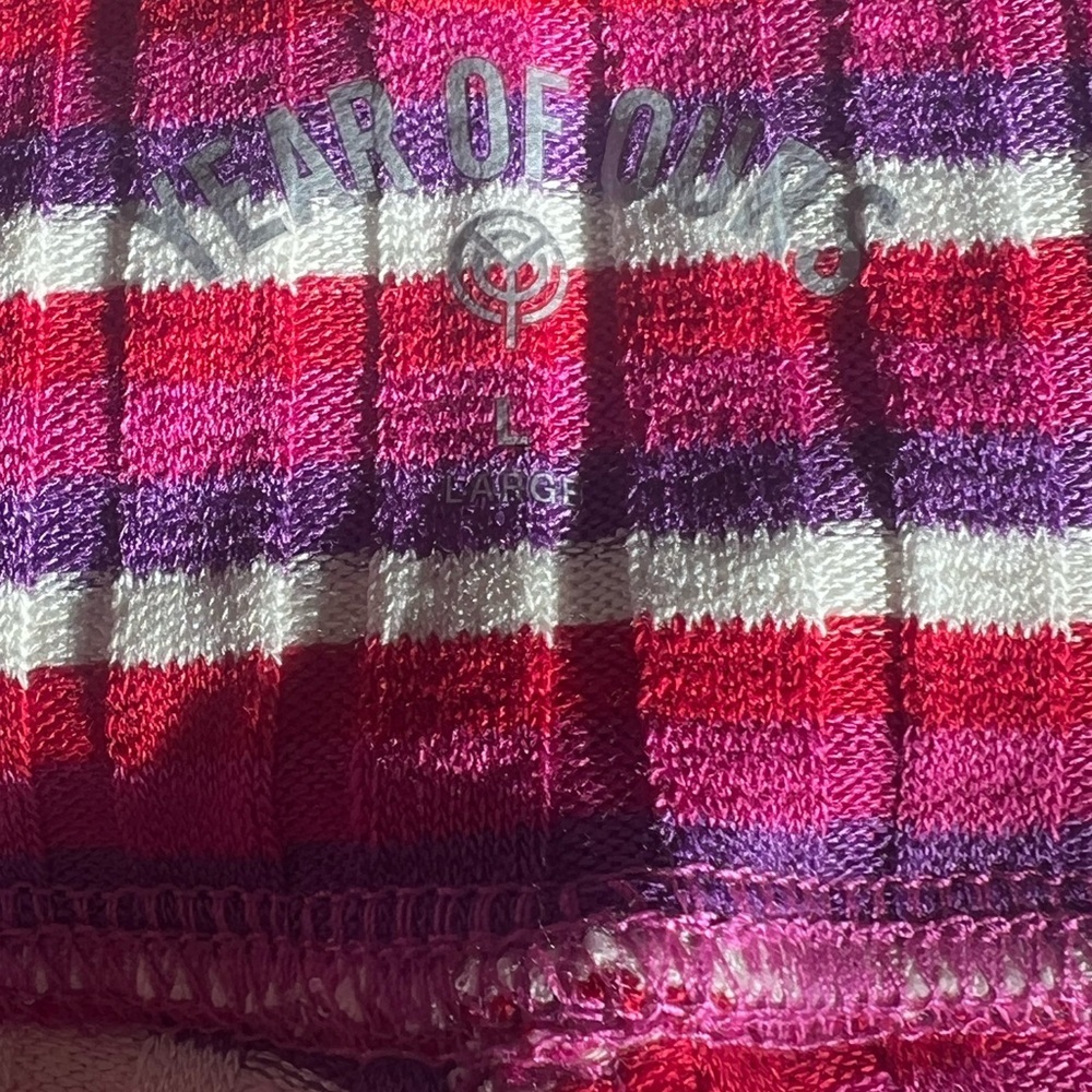 NWT Year Of Ours L Striped Pink Ribbed Flared retro festival vibe Pants - Picture 8 of 9
